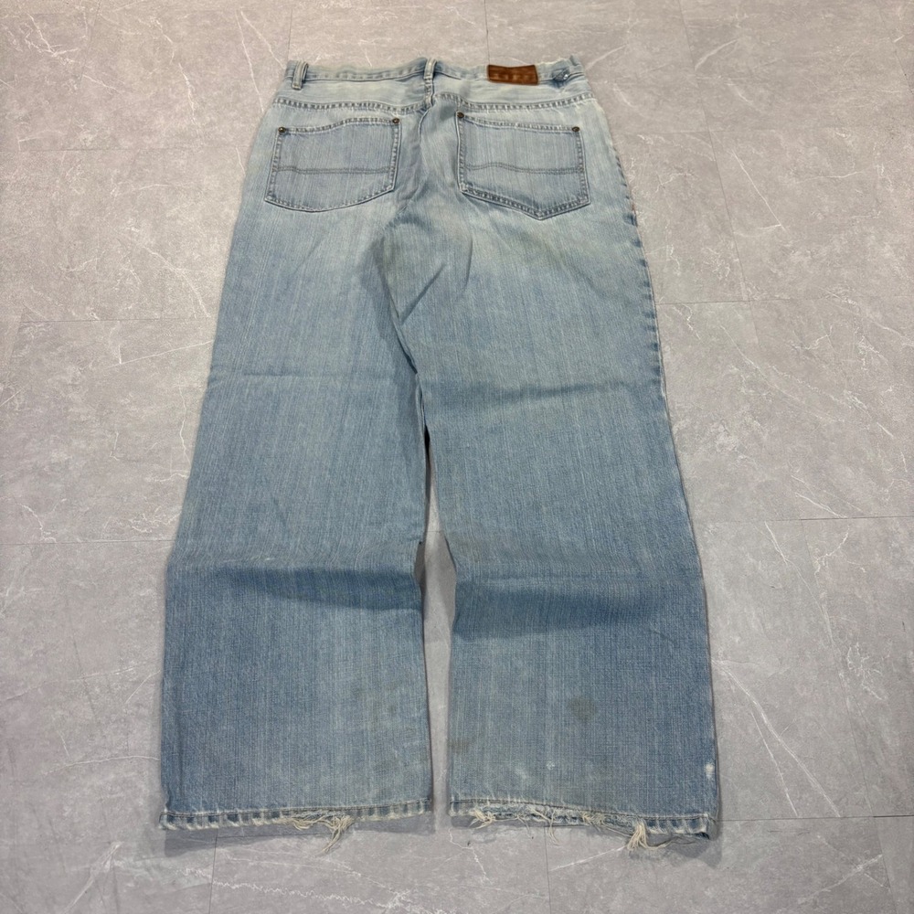 Ecko Unltd Denim Foundry Baggy 5-Pocket Jeans Light Wash Distressed Mens 34x30